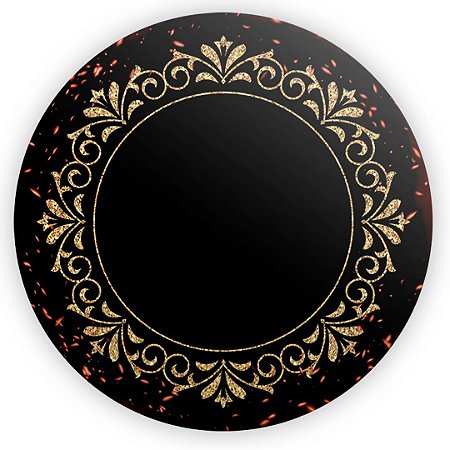 Capa Painel Redondo Sublimado - Arabesco Faísca Preto