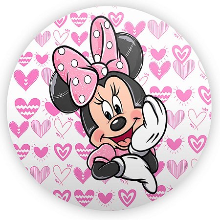 Capa Painel Redondo Sublimado - Minnie Rosa