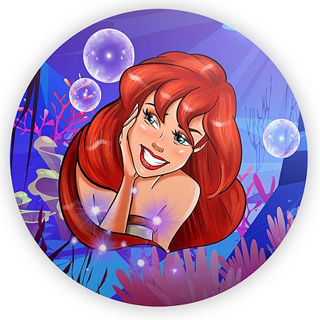 Painel Redondo - Ariel Escama Sereia - Sublimado 3D