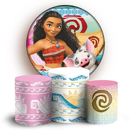 Capas Painel Redondo e Trio Cilindro Sublimado - Moana