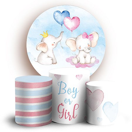 Capas Painel Redondo e Trio Cilindro Sublimado - Elefante Revelacao