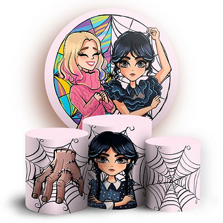 Capas Painel Redondo e Trio Cilindro Sublimado - Wandinha