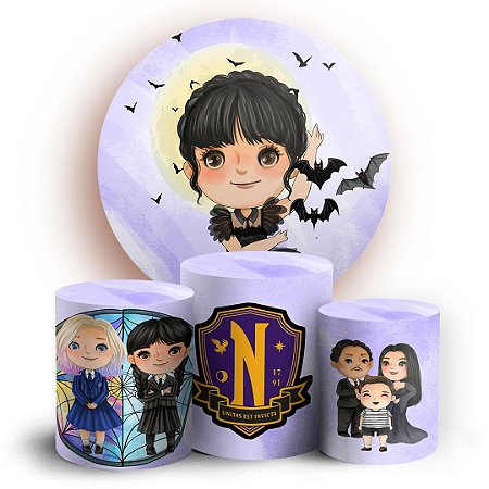 Capas Painel Redondo e Trio Cilindro Sublimado - Wandinha