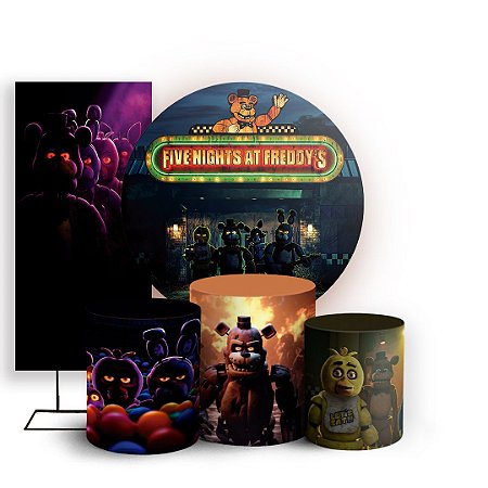 Capas Painel Redondo Trio Cilindro e Faixa Lateral Sublimado - Five Nights At Freddy's