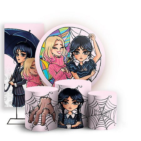 Capas Painel Redondo Trio Cilindro e Faixa Lateral Sublimado - Wandinha