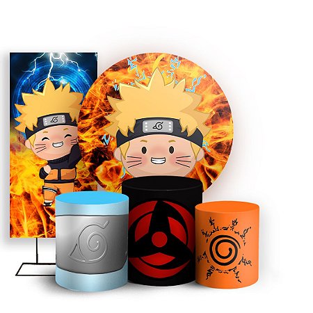 Capas Painel Redondo Trio Cilindro e Faixa Lateral Sublimado - Naruto