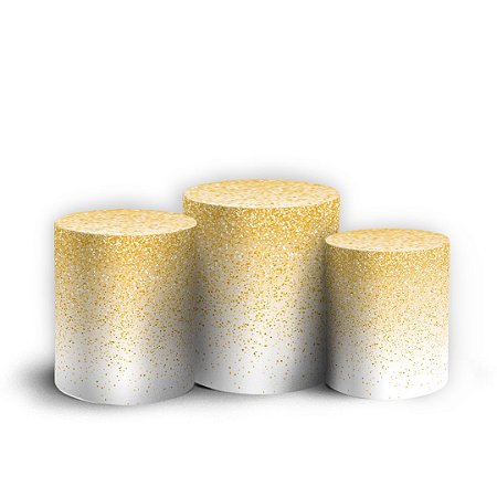 Capas Trio Cilindro Sublimado Vest Facil - Glitter Dourado Branco