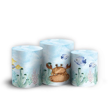 Capas Trio Cilindro Sublimado Vest Facil - Fundo do Mar