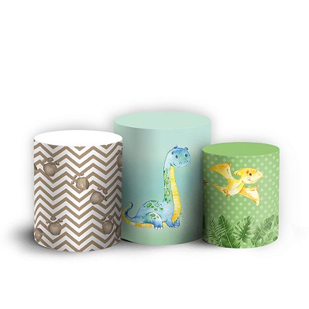 Capas Trio Cilindro Sublimado Vest Facil - Dinossauro