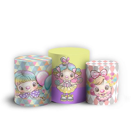 Capas Trio Cilindro Sublimado Vest Facil - Circo Rosa