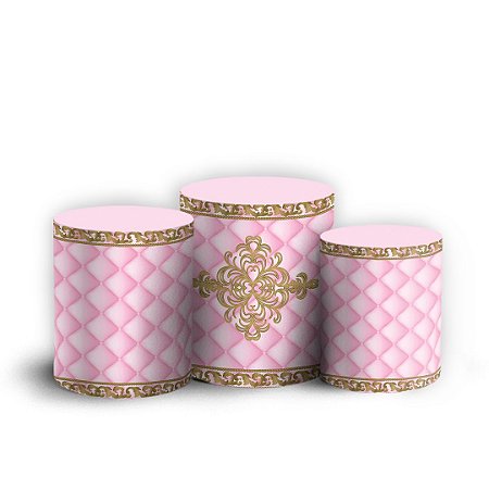 Capas Trio Cilindro Sublimado Vest Facil - Capitone Rosa