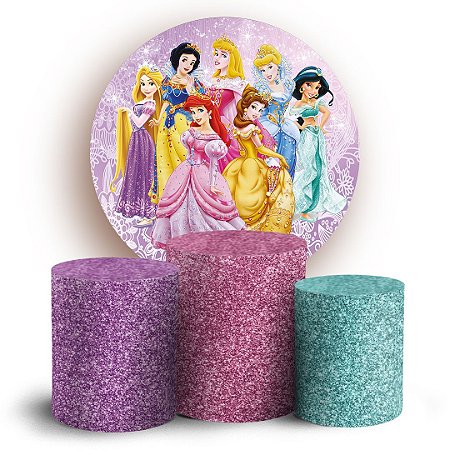 Capas Painel Redondo e Trio Cilindro Sublimado - Princesas da Disney