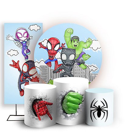 Capas Painel Redondo Trio Cilindro e Faixa Lateral Sublimado - Spider Man