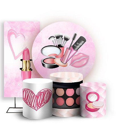 Capas Painel Redondo Trio Cilindro e Faixa Lateral Sublimado - Maquiagem