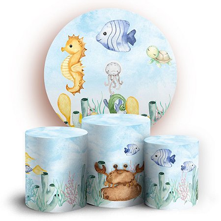 KIT Redondo e Trio - Fundo do Mar - Sublimado 3D