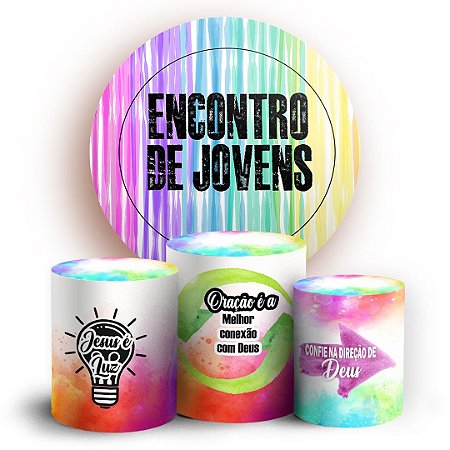 Capas Painel Redondo e Trio Cilindro Sublimado - Encontro de Jovens
