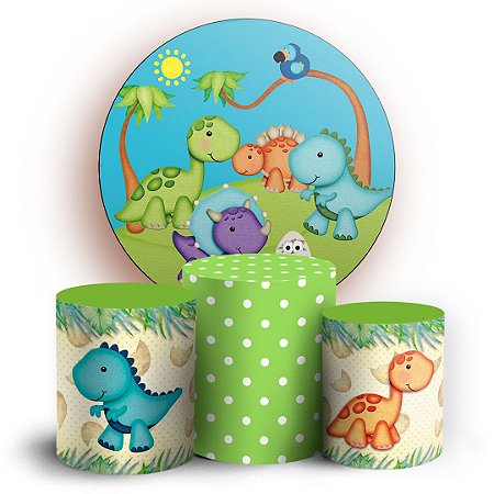 Capas Painel Redondo e Trio Cilindro Sublimado - Dinossauro