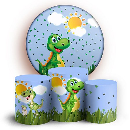 Capas Painel Redondo e Trio Cilindro Sublimado - Dinossauro