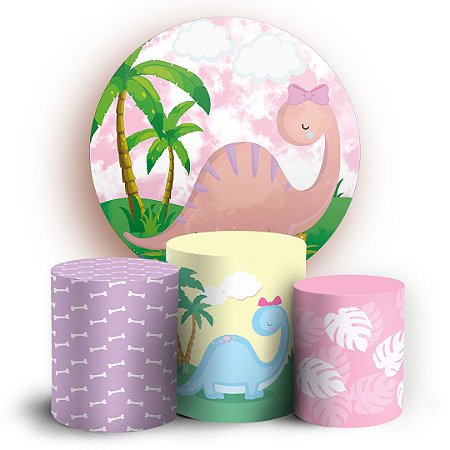 Capas Painel Redondo e Trio Cilindro Sublimado - Dinossauro