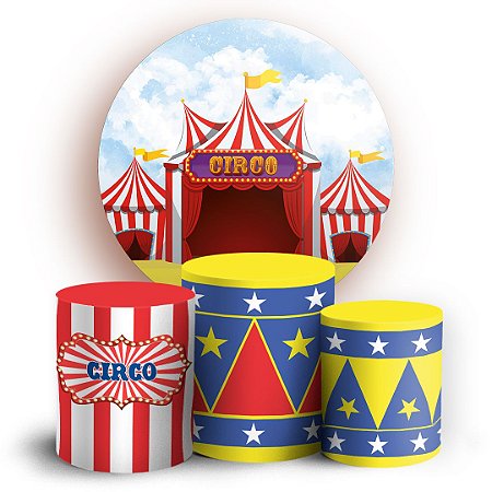 Capas Painel Redondo e Trio Cilindro Sublimado - Circo