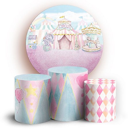 Capas Painel Redondo e Trio Cilindro Sublimado - Circo