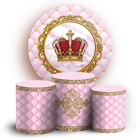 Capas Painel Redondo e Trio Cilindro Sublimado - Capitone Rosa