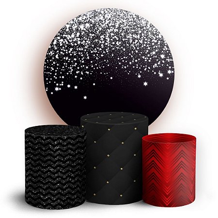 Capas Painel Redondo e Trio Cilindro Sublimado - Capitone Glitter