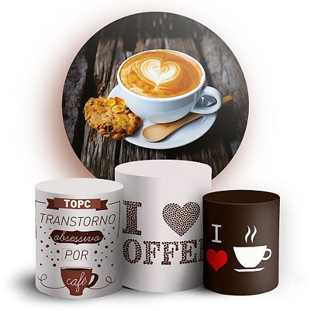 Capas Painel Redondo e Trio Cilindro Sublimado - Cafe