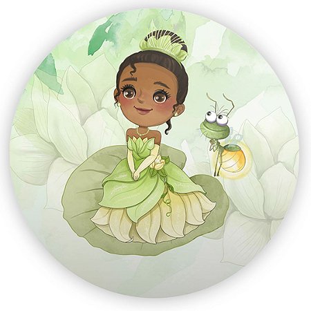 Capa Painel Redondo Sublimado - Tiana Princesa e o Sapo