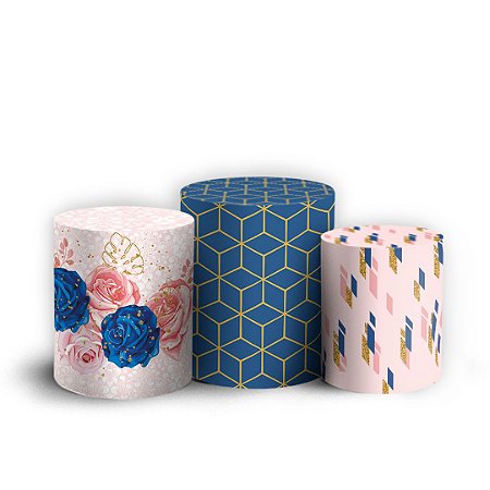 Capas Trio Cilindro Sublimado Vest Facil - Geometrico Floral