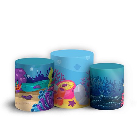 Capas Trio Cilindro Sublimado Vest Facil - Fundo do Mar