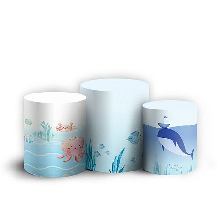 Capas Trio Cilindro Sublimado Vest Facil - Fundo do Mar