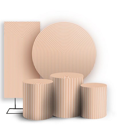 Capas Painel Redondo Trio Cilindro e Faixa Lateral Sublimado - Bohos Bege