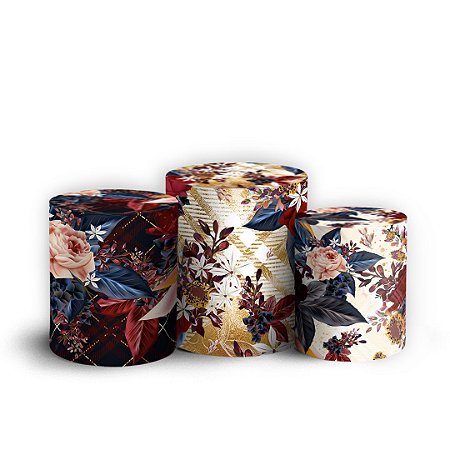 Capas Trio Cilindro Sublimado Vest Facil - Floral