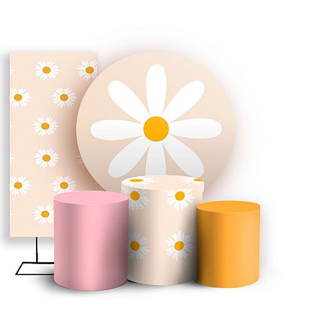 Capas Painel Redondo Trio Cilindro e Faixa Lateral Sublimado - Flor