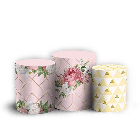 Capas Trio Cilindro Sublimado Vest Facil - Floral