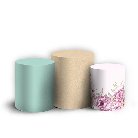 Capas Trio Cilindro Sublimado Vest Facil - Floral
