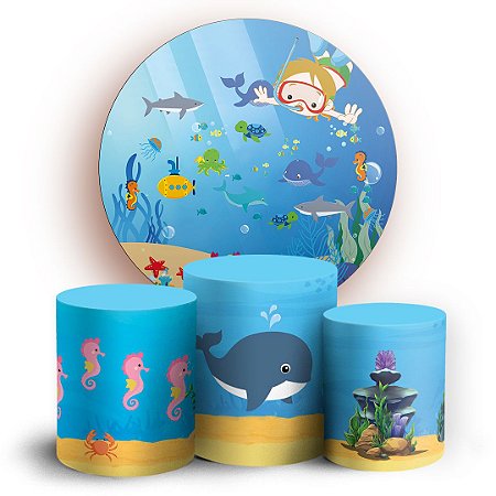 KIT Redondo e Trio - Fundo do Mar - Sublimado 3D