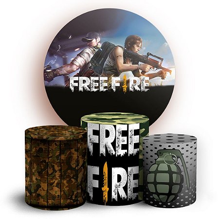 Capas Painel Redondo e Trio Cilindro Sublimado - Free Fire