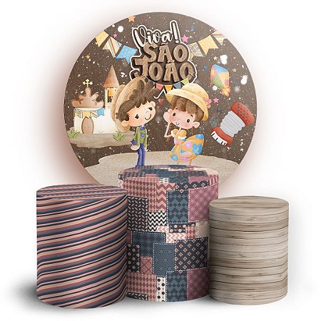 Capas Painel Redondo e Trio Cilindro Sublimado - Festa Junina