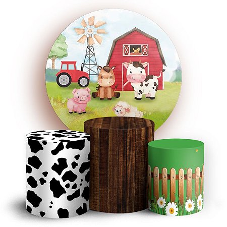 Capas Painel Redondo e Trio Cilindro Sublimado - Fazendinha