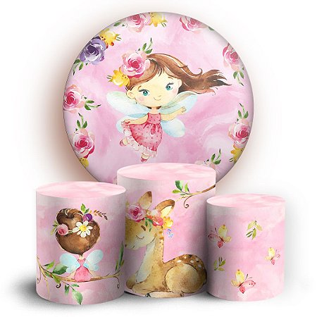 Capas Painel Redondo e Trio Cilindro Sublimado - Fada