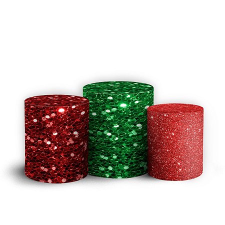 Capas Trio Cilindro Sublimado Vest Facil - Glitter Natal Ano Novo