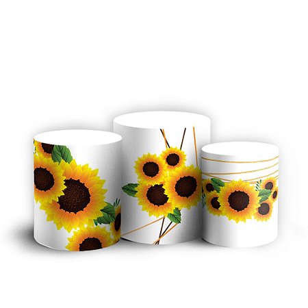 Capas Trio Cilindro Sublimado Vest Facil - Girassol