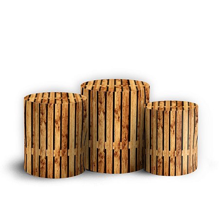 Capas Trio Cilindro Sublimado Vest Facil - Madeira