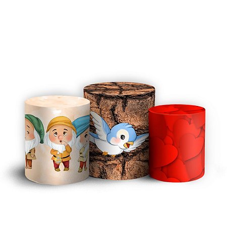 Capas Trio Cilindro Sublimado Vest Facil - Branca de Neve Cute