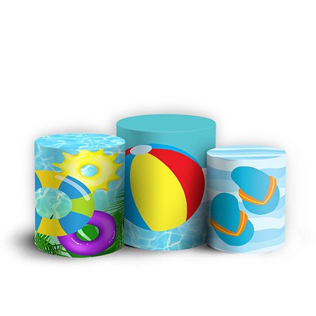 Capas Trio Cilindro Sublimado Vest Facil - Pool Party