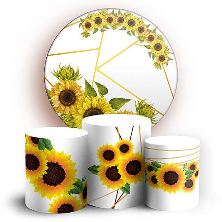 Capas Painel Redondo e Trio Cilindro Sublimado - Girassol