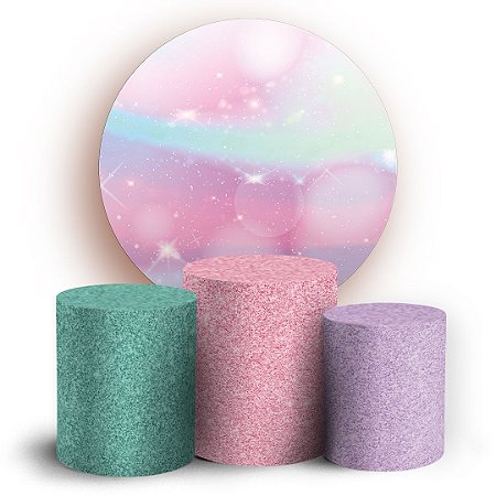 Capas Painel Redondo e Trio Cilindro Sublimado - Glitter