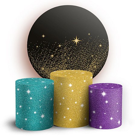 Capas Painel Redondo e Trio Cilindro Sublimado - Glitter